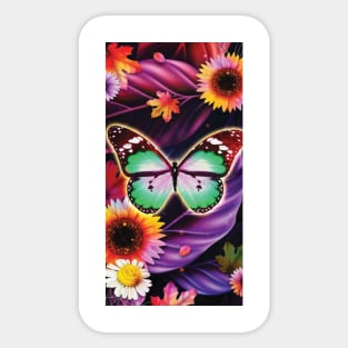 butterfly and flowers Sticker